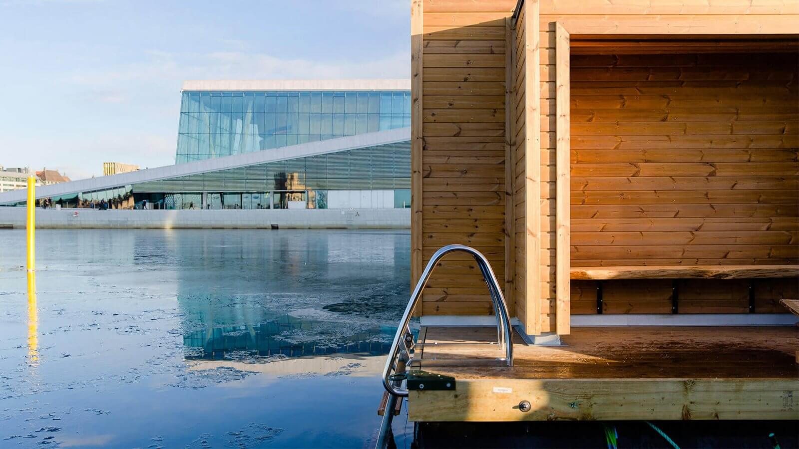 Lunawood Thermowood on floating sauna in Oslo Norway
