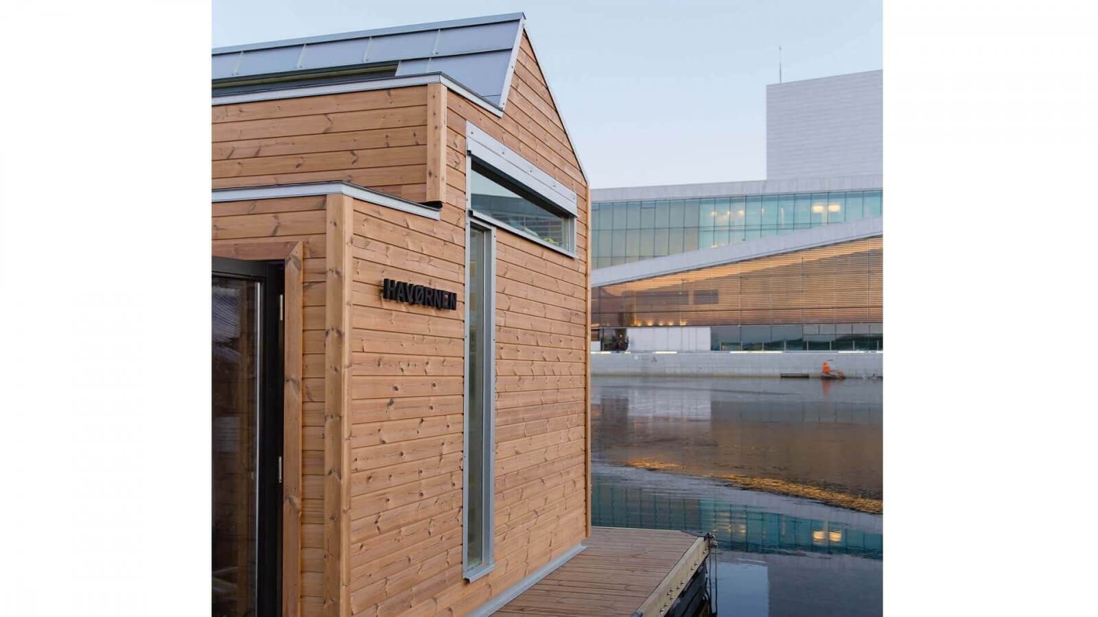 Lunawood Thermowood on floating sauna in Oslo Norway