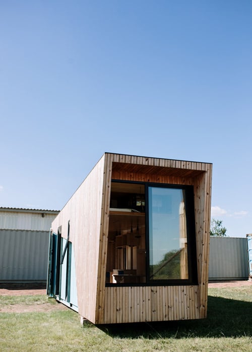 Lunawood Thermowood Cladding in Container Home in South Africa